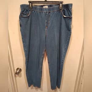 Catherines Knit Blue Jean Pull-On Capri Pants Sz IX Petite Casual Comfy Travel